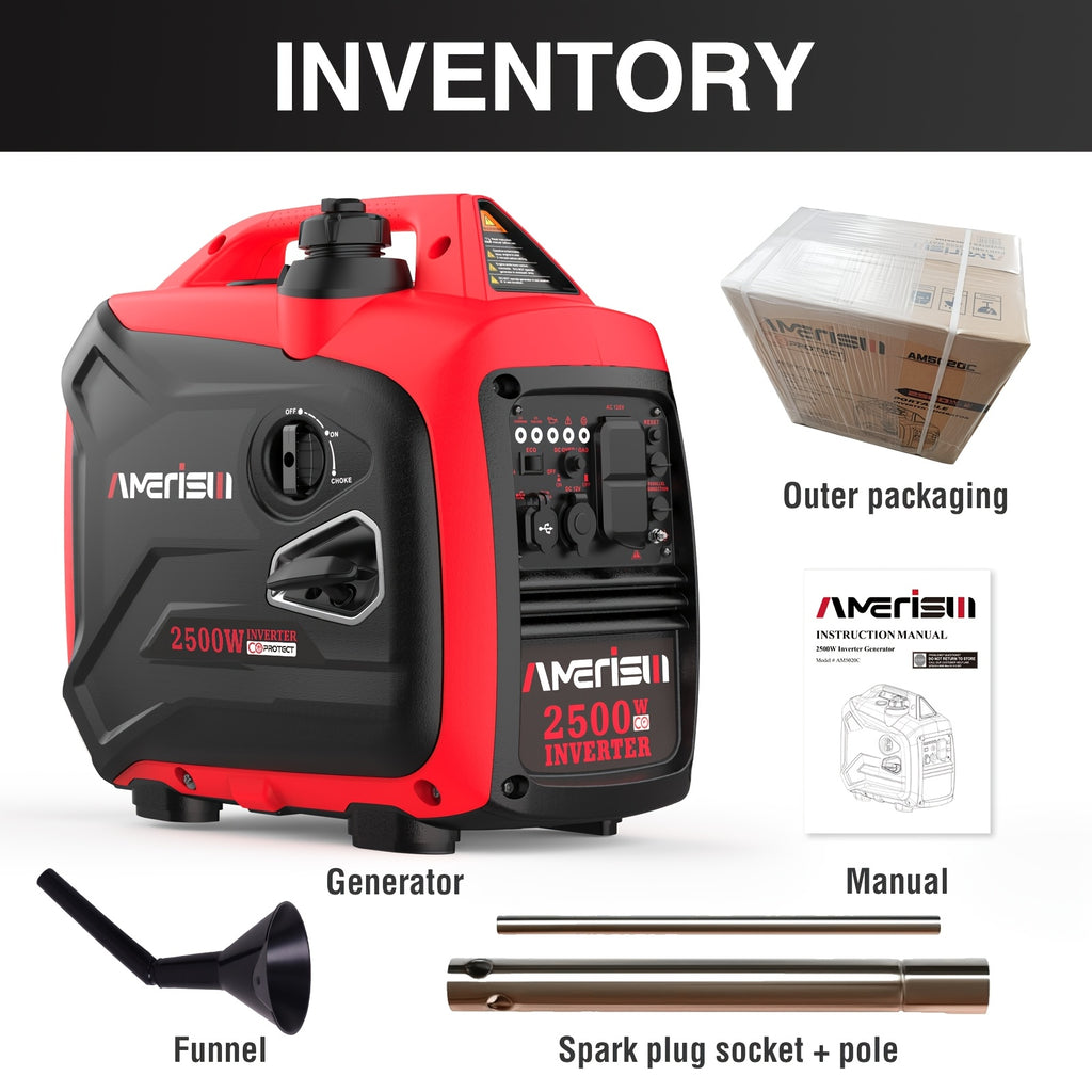 Ultra-quiet 2500/3800/5000 watt gas portable inverter with CO sensor - suitable for home, camping and outdoor activities - supports parallel operation
