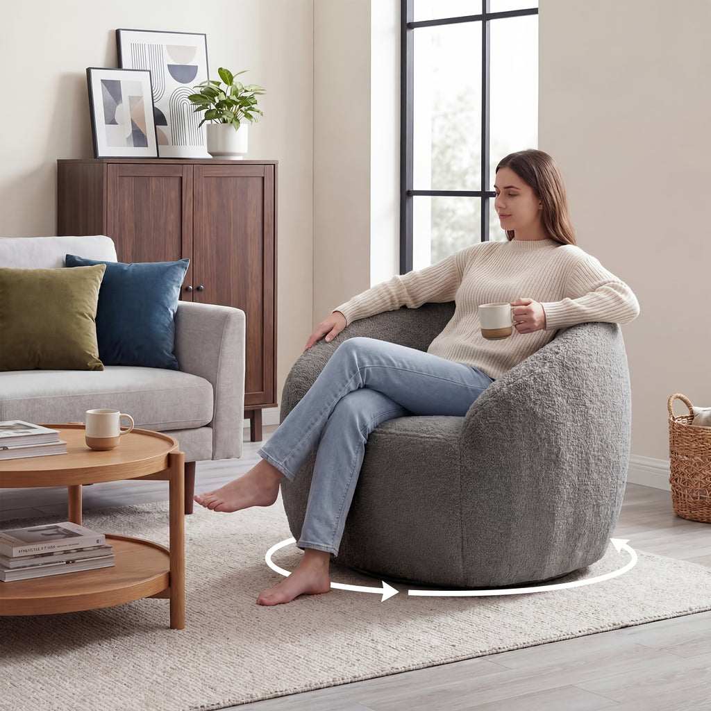 Set of 2 Swivel Accent Chairs, 33.5" Rotating Armchairs in Grey, White, Or Green - Padded Lounge Chairs for Living Room, Bedroom, Home Office