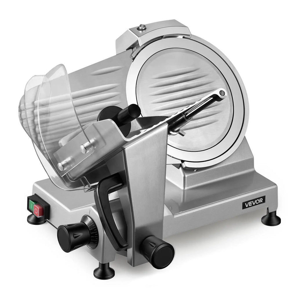 【DealsForYouDays】VEVOR 10" Commercial Meat Slicer, 240W Electric Deli Food Slicer with Carbon Steel Blade, Built-In Sharpener & 0-0.47" Adjustable Thickness for Frozen Meat, Ham, Baguett, Steak, UL Approved