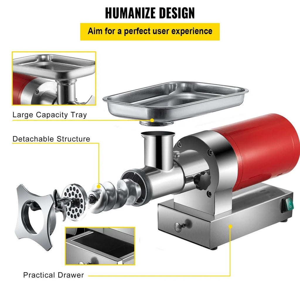 【DealsForYouDays】VEVOR Electric Meat Grinder, 661 Lbs/Hour1100 W Meat Grinder Machine, 1.5 HP Electric Meat Mincer with 2 Grinding Plates, Sausage Kit Set Meat Grinder Heavy Duty, Home Kitchen & Commercial Use Red