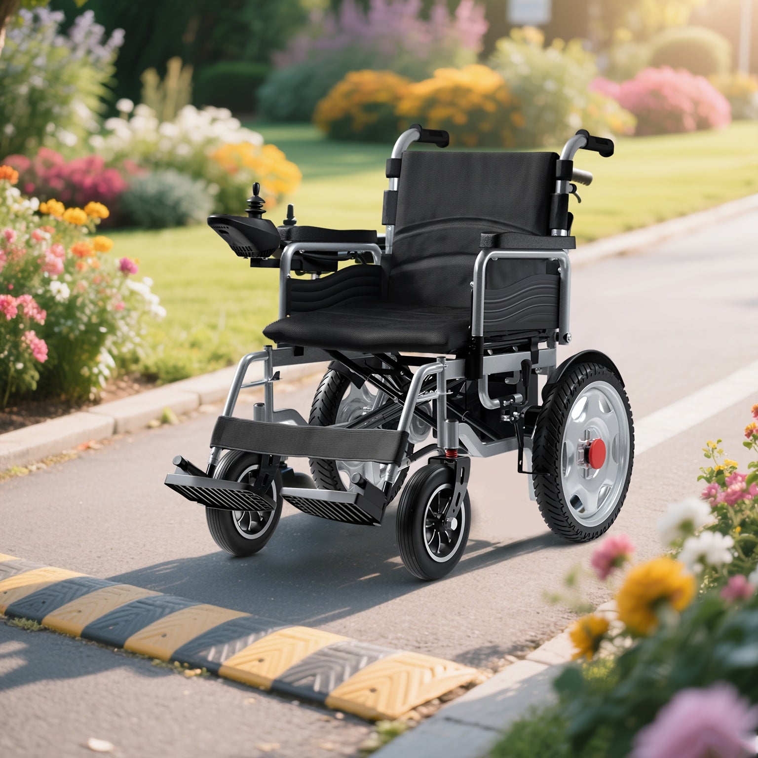 HOMYKING intelligent all-terrain portable electric wheelchair, adult folding electric wheelchair, with 360 ° hand rocker, cruising range 16 + miles, dual motors, load-bearing 400LB, suitable for the elderly and adult wheelchairs