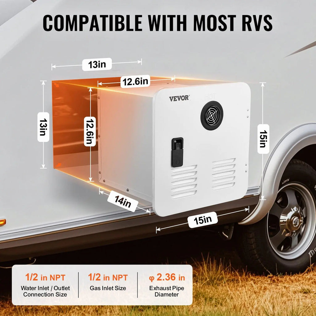 【DealsForYouDays】VEVOR  RV Tankless Water Heater 15x15 in Propane Gas 42000BTU with Controller