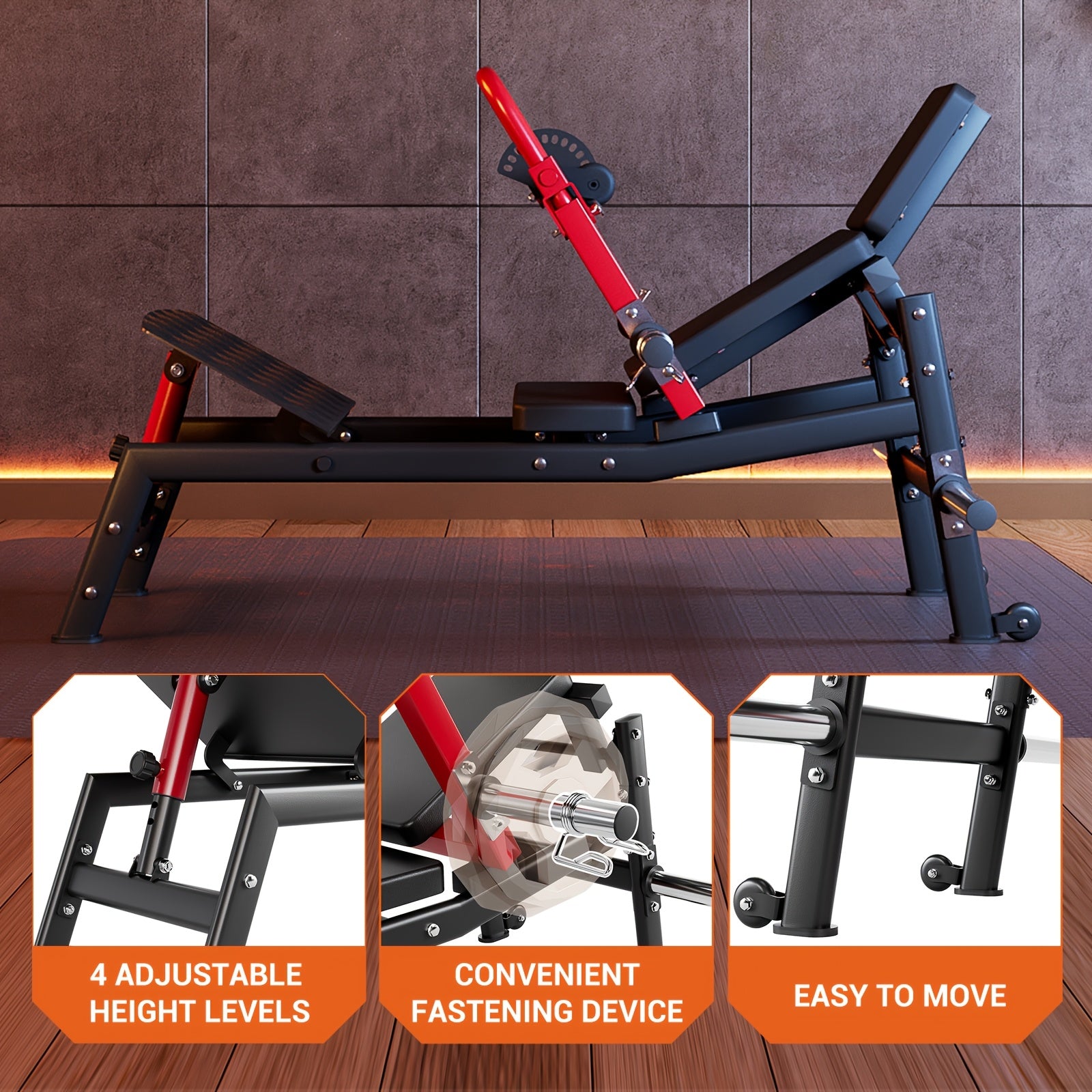 900-Lb Load-Bearing Disc Butt Bridge Machine with Adjustable Foot Plates and Weight Rack, Designed for Intensive Butt Exercise, Enhancing Glute Muscle Development and Shaping