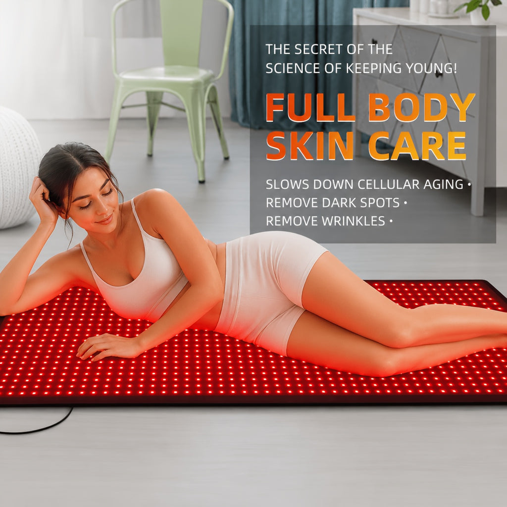 1280 led red light therapy pad, 660nm-850nm near-infrared light blanket device, full-body large size pad for relaxation and skincare