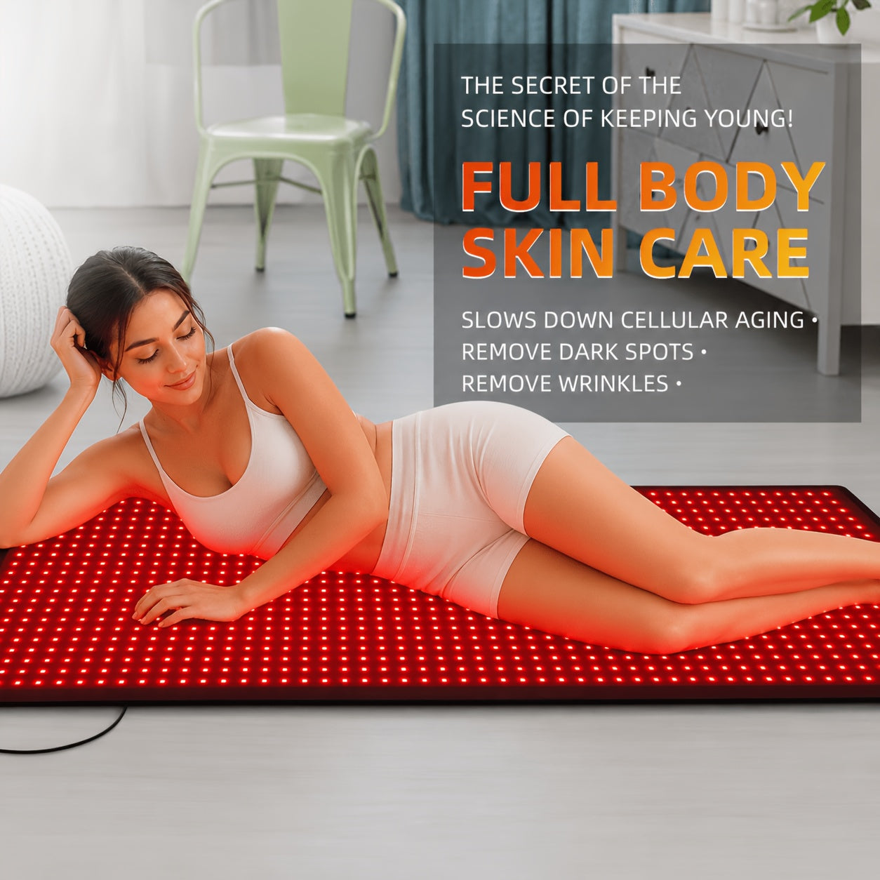 1280 led red light therapy pad, 660nm-850nm near-infrared light blanket device, full-body large size pad for relaxation and skincare