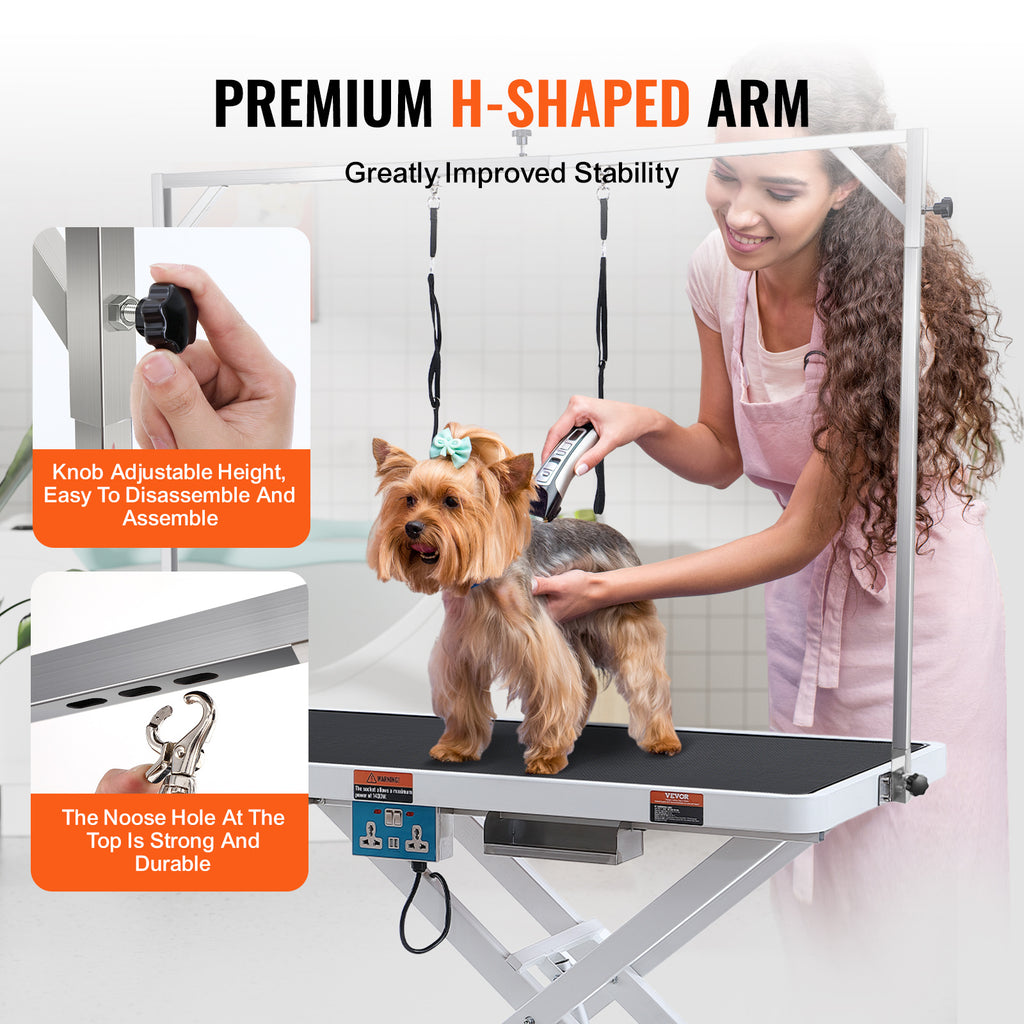 VEVOR 50-inch electric pet grooming table, thickened large dog grooming arm, adjustable height grooming table, non-slip table/grooming station, maximum load bearing 400 pounds