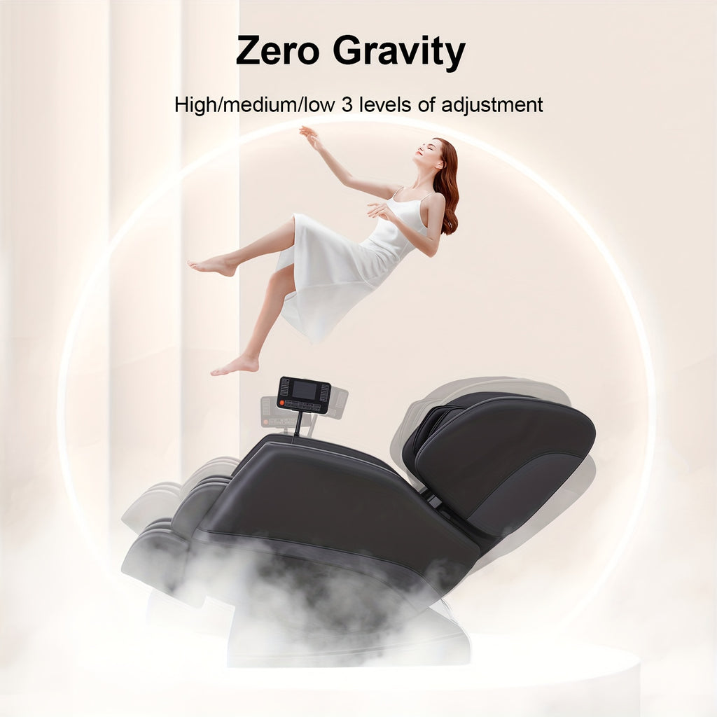 MC50AC01BK-A massage chair recliner, top Christmas gift for men and women, zero gravity, full body acupressure, heat therapy function, LCD screen, black/gray color scheme, suitable for home use