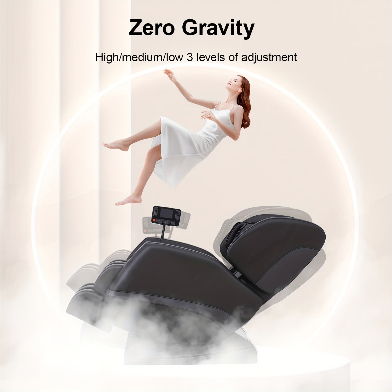 MC50AC01BK-A massage chair recliner, top Christmas gift for men and women, zero gravity, full body acupressure, heat therapy function, LCD screen, black/gray color scheme, suitable for home use