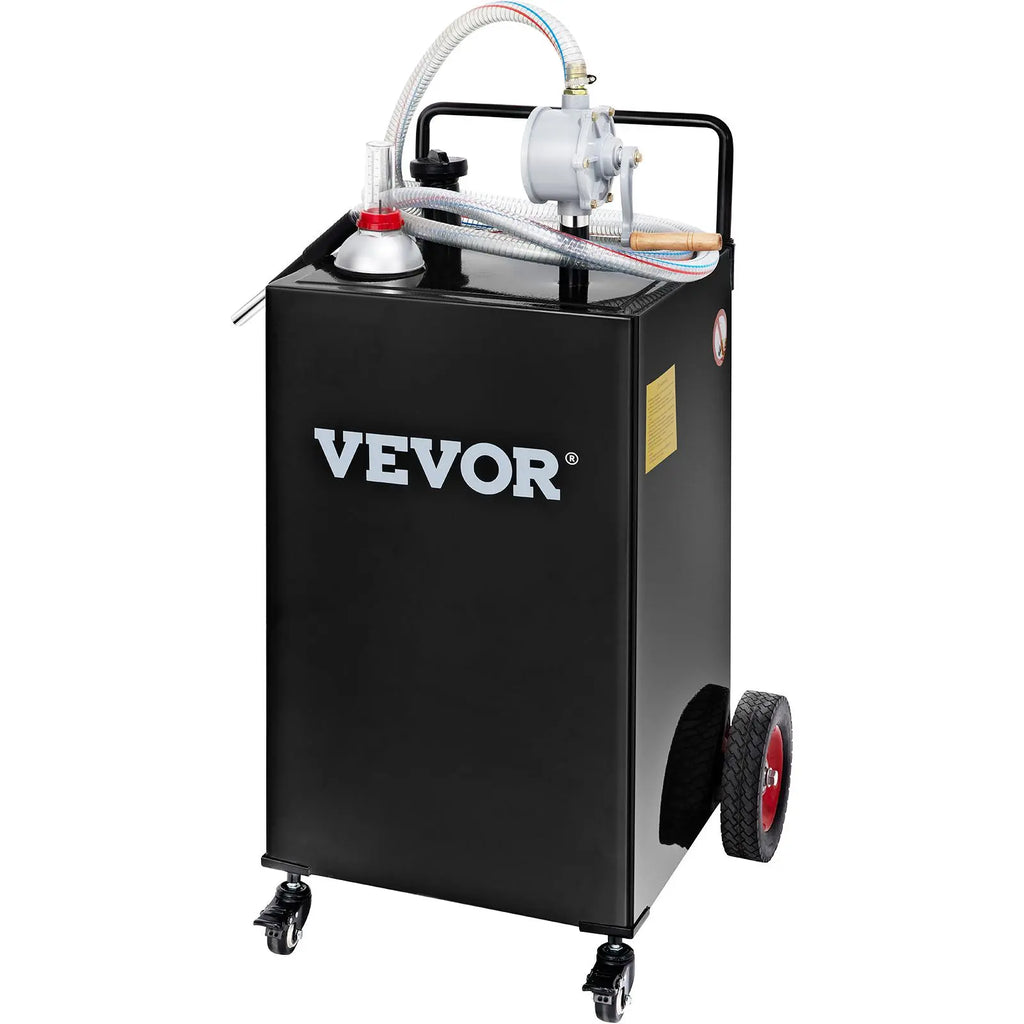 【DealsForYouDays】VEVOR Fuel Caddy, 35 Gallon, Gas Storage Tank on 4 Wheels, with Manuel Transfer Pump, Gasoline Diesel Fuel Container for Cars, Lawn Mowers, ATVs, Boats, More, Black Bottles Hand