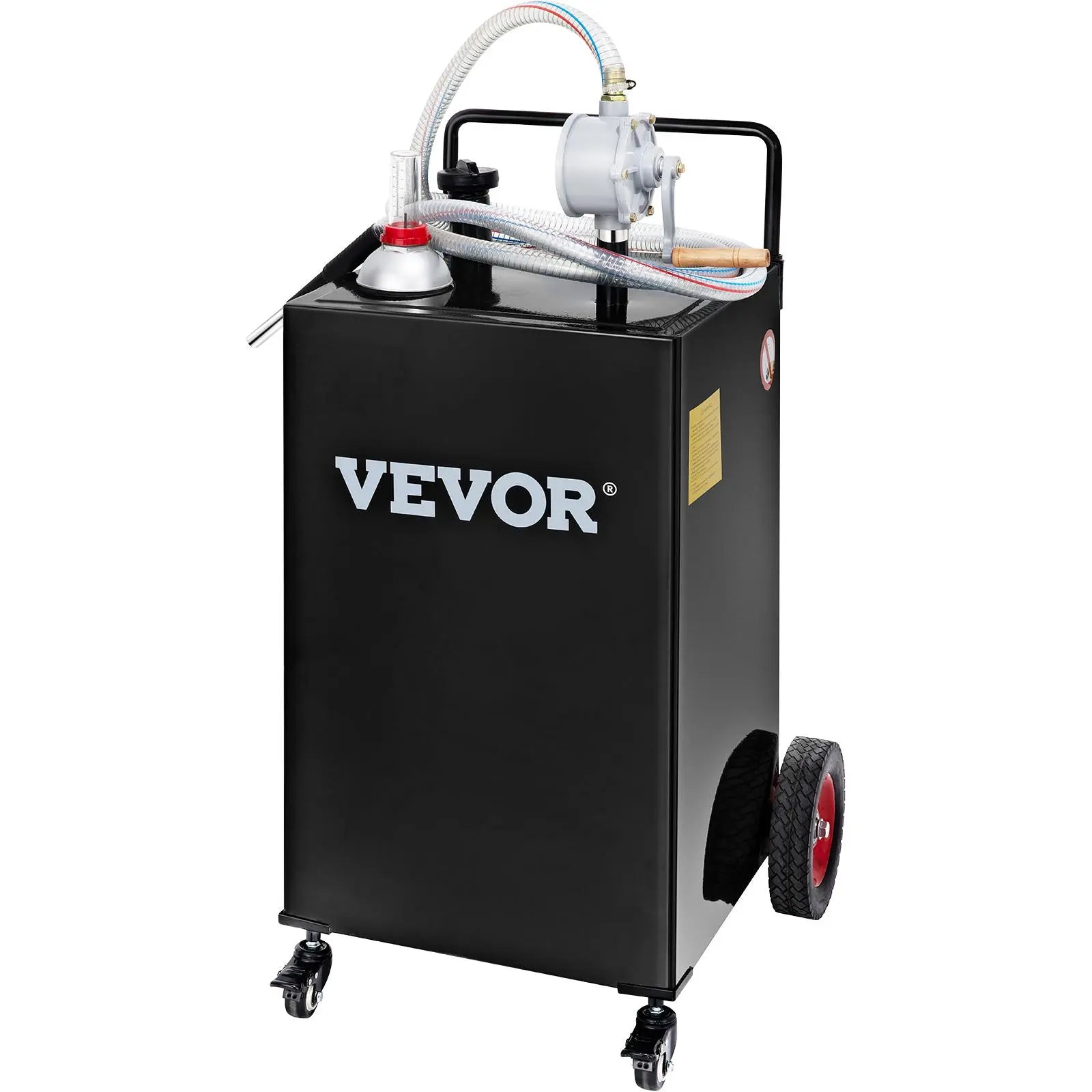 【DealsForYouDays】VEVOR Fuel Caddy, 35 Gallon, Gas Storage Tank on 4 Wheels, with Manuel Transfer Pump, Gasoline Diesel Fuel Container for Cars, Lawn Mowers, ATVs, Boats, More, Black Bottles Hand