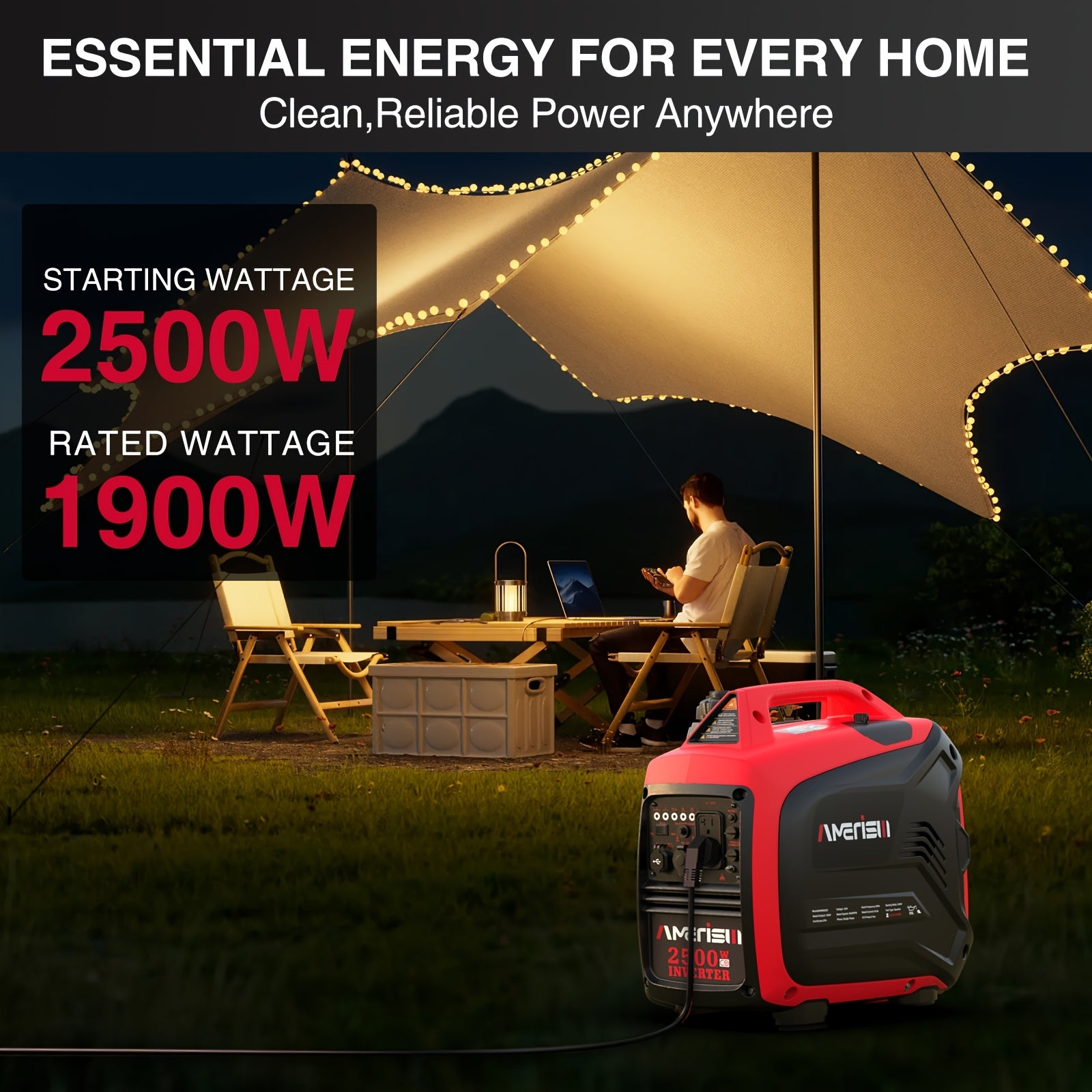 Ultra-quiet 2500/3800/5000 watt gas portable inverter with CO sensor - suitable for home, camping and outdoor activities - supports parallel operation