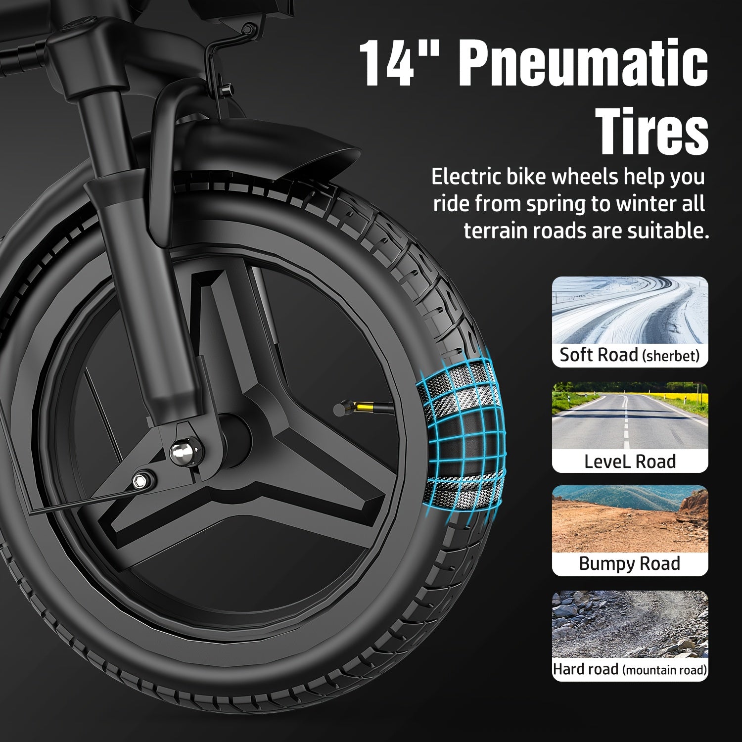 650W folding electric bicycle, 48V 10.5Ah removable lithium battery, fashionable 14-inch foldable commuter electric bicycle, unisex