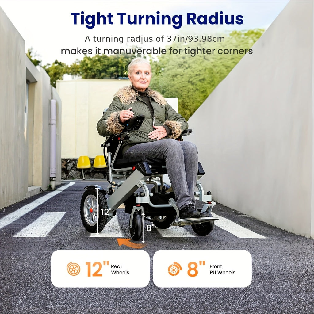 Men's gift, Christmas gift, adult electric wheelchair, lightweight foldable portable all-terrain electric wheelchair, safe, comfortable and durable design, load-bearing capacity 264 pounds, my disability aids for the elderly