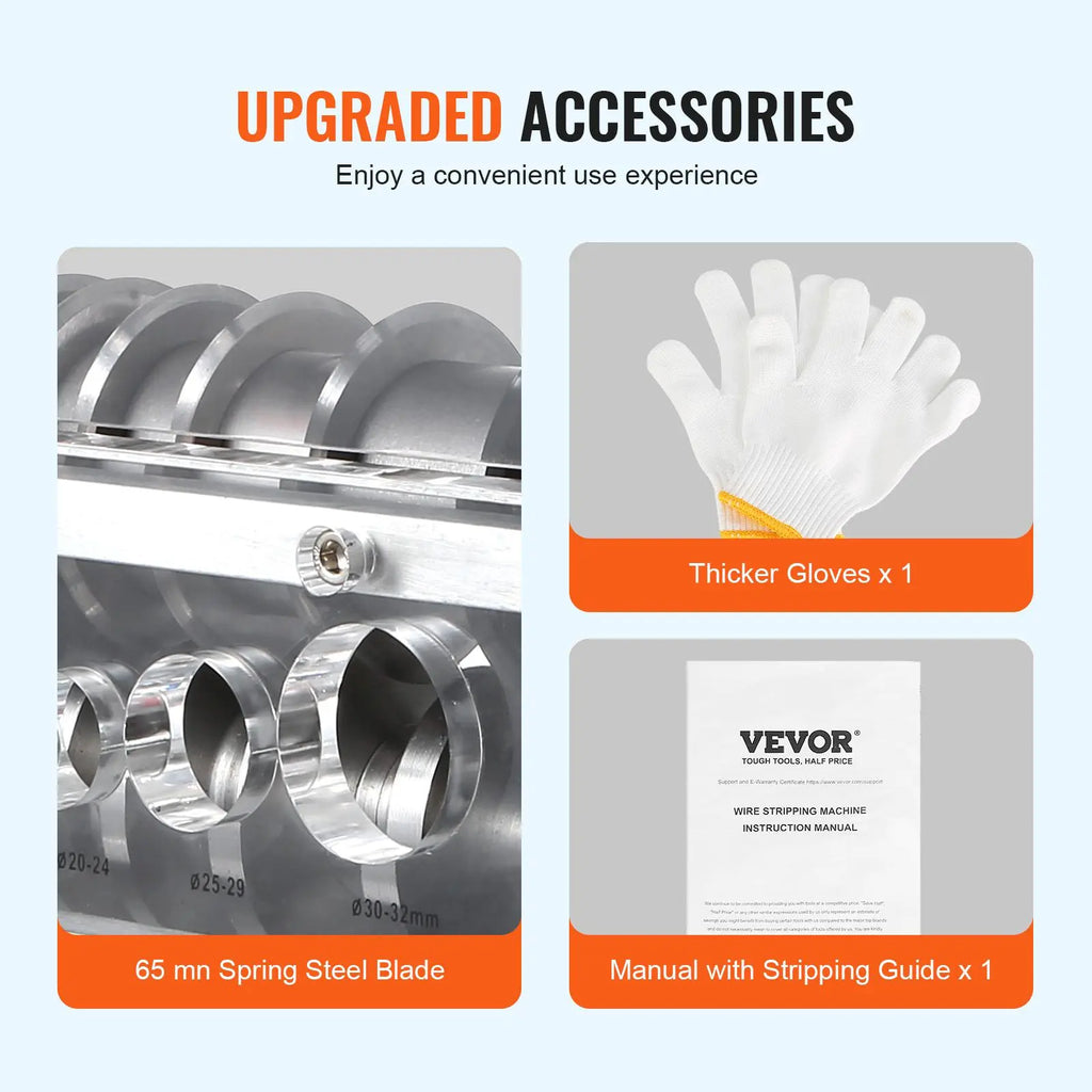 【DealsForYouDays】VEVOR Automatic Wire Stripping Machine, 0.06''-1.26'' Electric Motorized Cable Stripper, 750 W, 98 ft/min Wire Peeler with Visible Stripping Depth Reference, 10 Channels for Scrap Copper Recycling