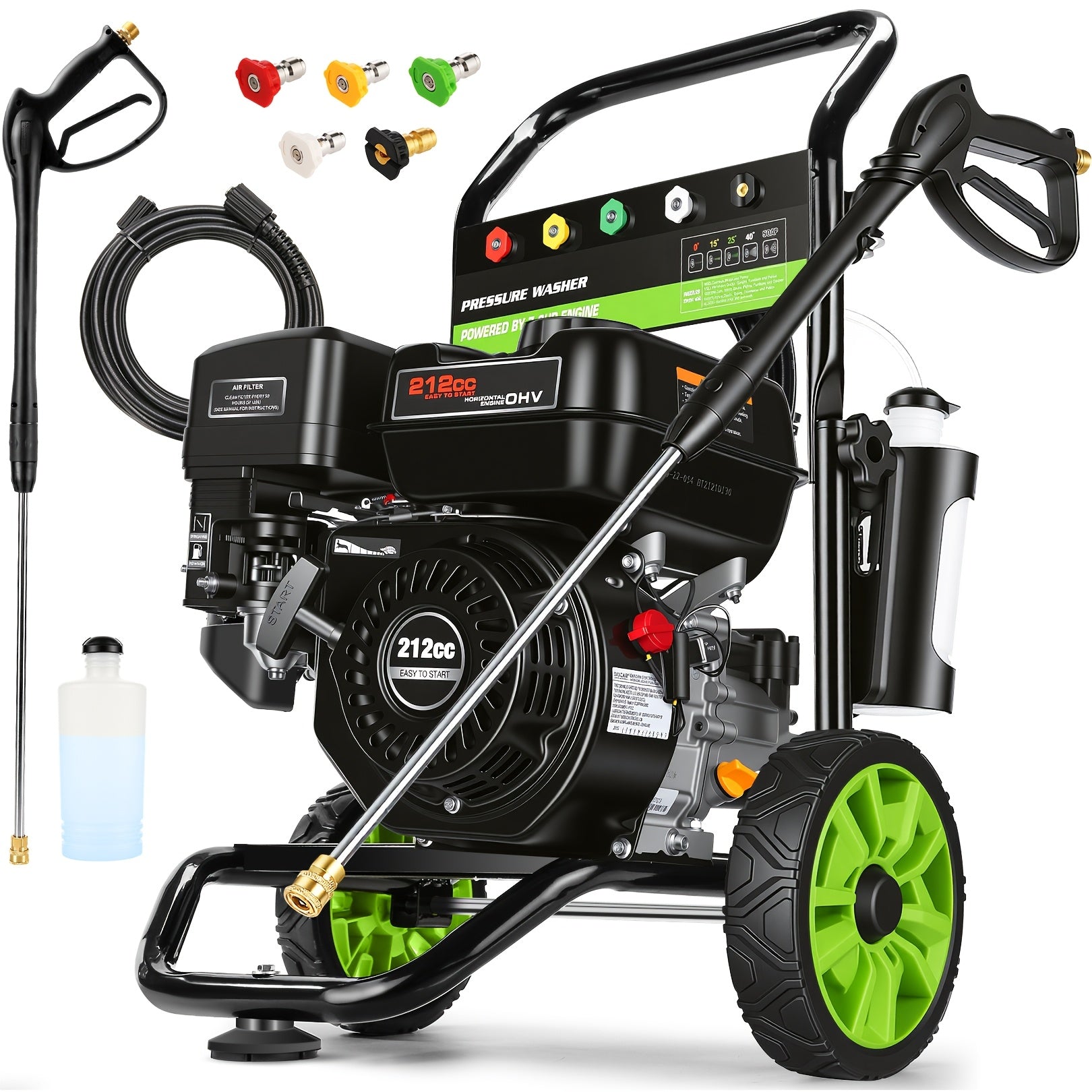 4200PSI Gas Pressure Washer 4.0GPM Gas Powered Washer 212CC Gas Powered Car Washer, Commercial High Pressure Washer with 25ft Hose and 5 Nozzles for Garden Lawn Vehicles EPA/CARB/ETL Certified