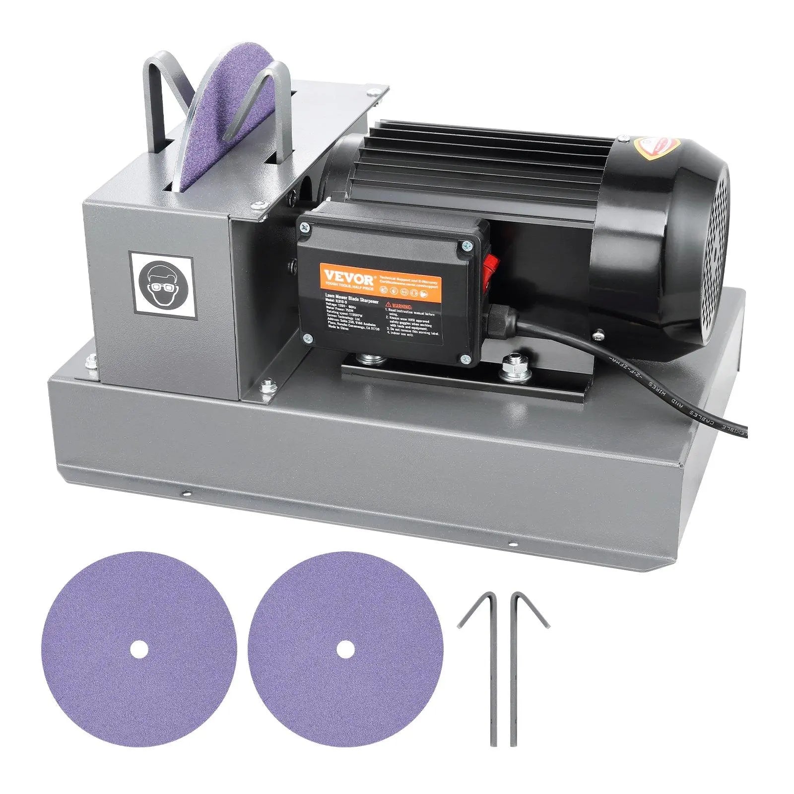 【DealsForYouDays】VEVOR Lawn Mower Blade Sharpener,  , 1HP 750W Lawnmower Blade Sharpener with 9-inch Ceramic Grinding Wheel, Powerful Bench Mower Sharpening Machine for High/Low Lift Blades, Gator Blades, Flat Blades