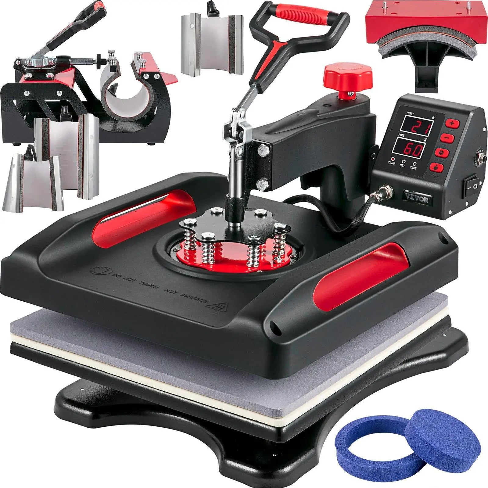【DealsForYouDays】VEVOR Upgrade Heat Press Machine ETL Safety Certification 15 x 15 in 8-in-1 Heat Press Power-Saving Sublimation Machine 360°Rotation Heat Press Shirt Printing Machine for Shirts Cap & Mugs Red