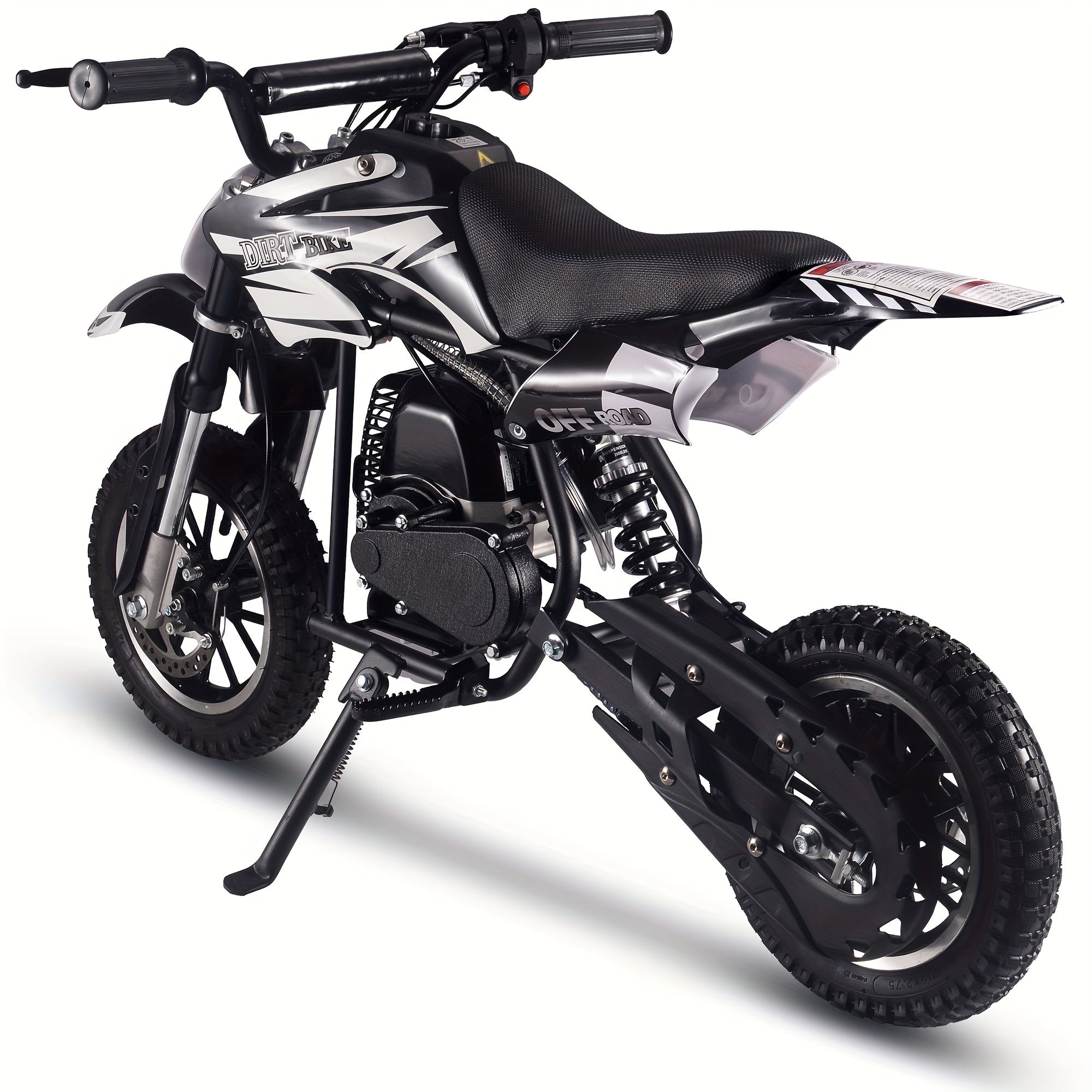 Gas oil motorcycle, off-road motorcycle, 49 CC two-stroke gas oil motorcycle (model: DB001), top speed: 20 Mph, EPA certified, with rear suspension, kill stop switch, disc brake. Surprise gift, battery free