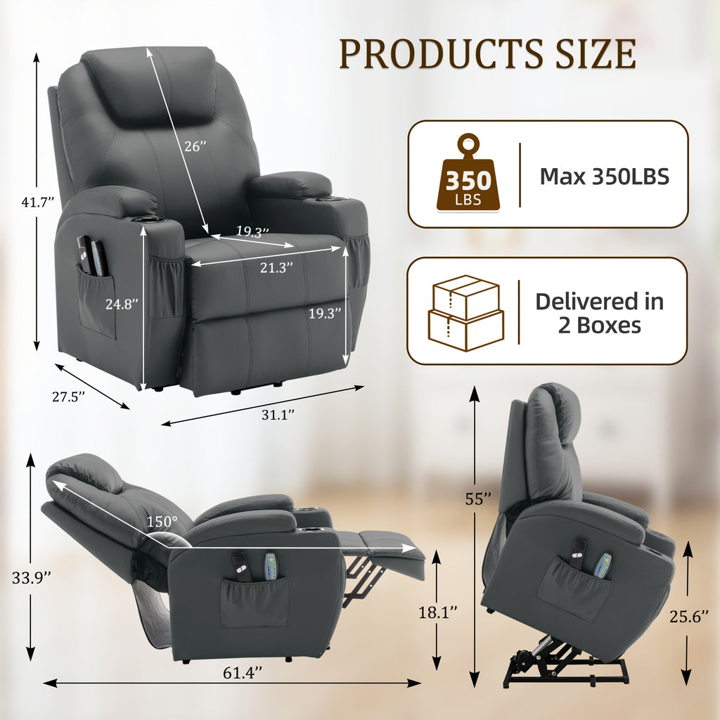 Personal care single chair, massage chair clearance sale, heated function lounge chair, ergonomics, electric lift lounge chair, with cup holder and side pocket, modern minimalist design, functional lounge chair suitable for placing in the living room