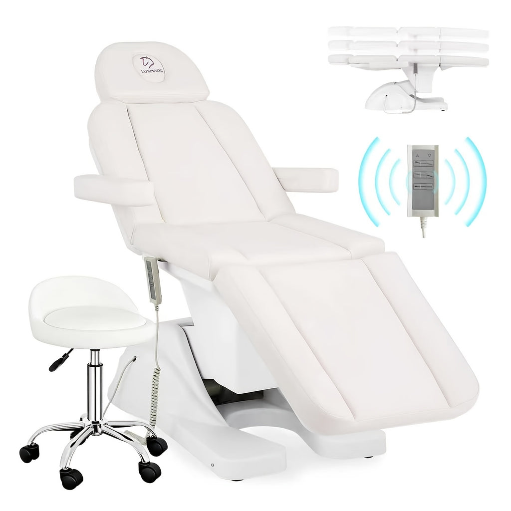 Electric Face Chair Height Adjustable Tattoo Chair Electric Adjustable Angle Lash Bed with Hydraulic Stool Equipment Massage Chair with 3 Adjustable Motors.