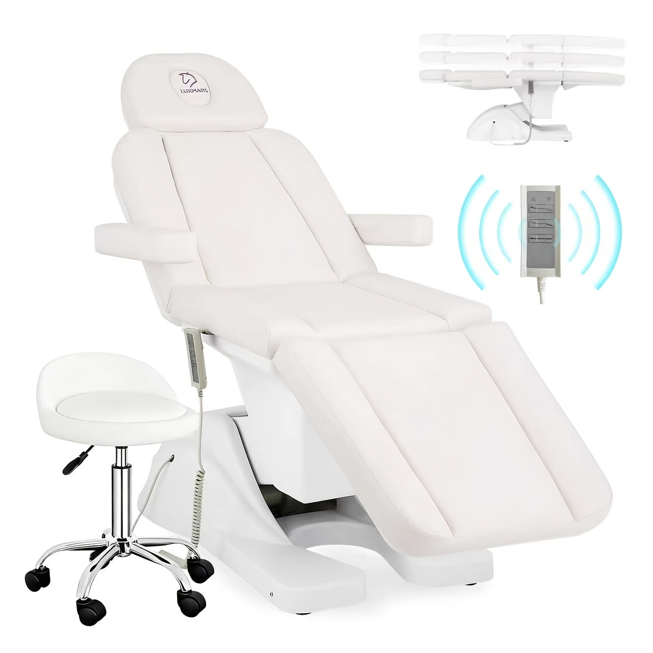 Electric Face Chair Height Adjustable Tattoo Chair Electric Adjustable Angle Lash Bed with Hydraulic Stool Equipment Massage Chair with 3 Adjustable Motors.