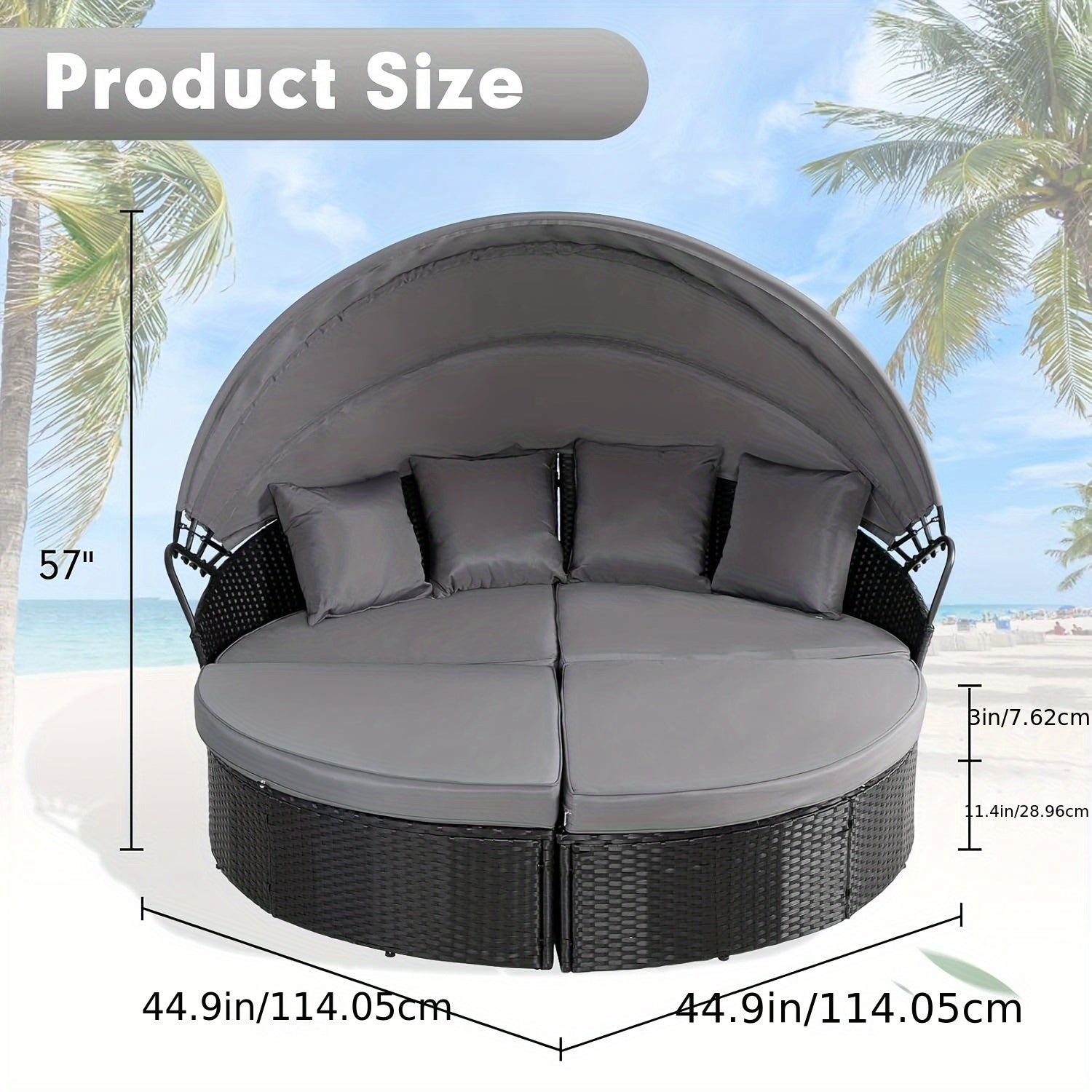 4-Piece round bed black