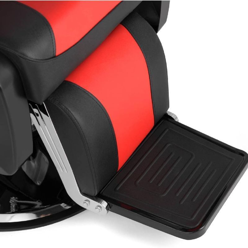 OmySalon Multifunctional Hydraulic Barber Chair, Heavy Duty Reclining Chair, Cosmetologist Tattoo Washing Equipment, Red Black/Black and White
