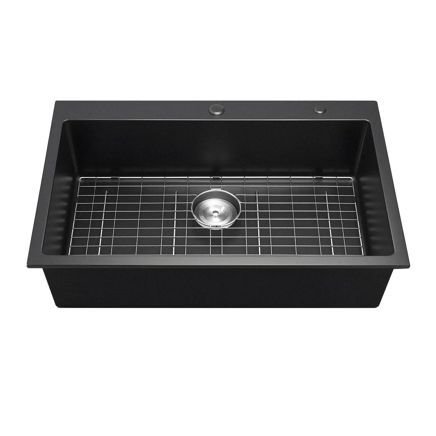 【DealsForYouDays】VEVOR 33 inch Kitchen Sink Workstation,  , Top Mount Granite Sinks, Drop-In Single Bowl Farmhouse Basin with Multiple Accessories, Household Dishwasher Sinks for RV, Prep Kitchen, and Bar (Black)