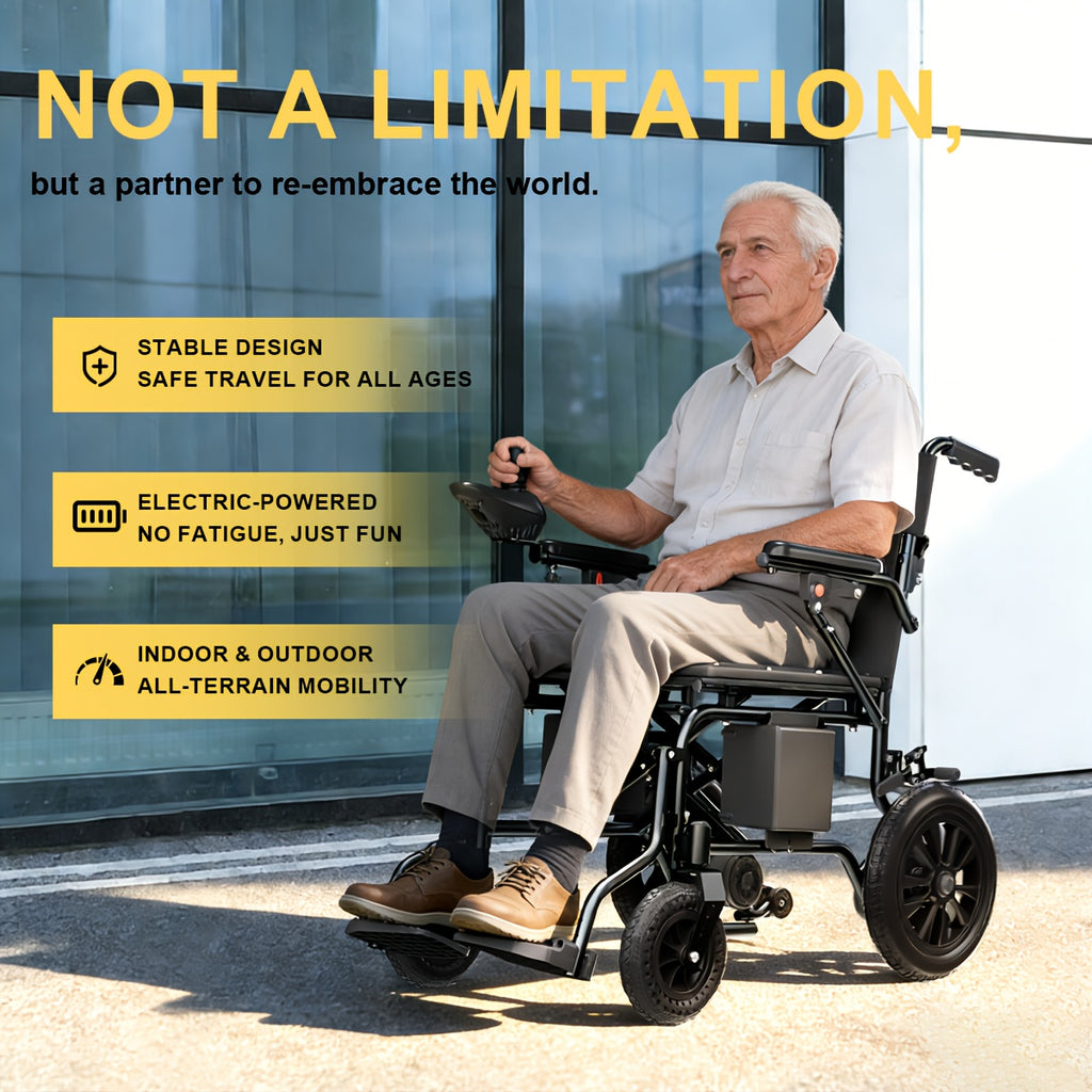 41-Pound lightweight electric adult wheelchair. Folding wheelchair, 330-pound load-bearing, equipped with 360-degree joystick control and EABS parking system | anti-dump wheels. Lightweight portable scooter, universal left-right-hand operation