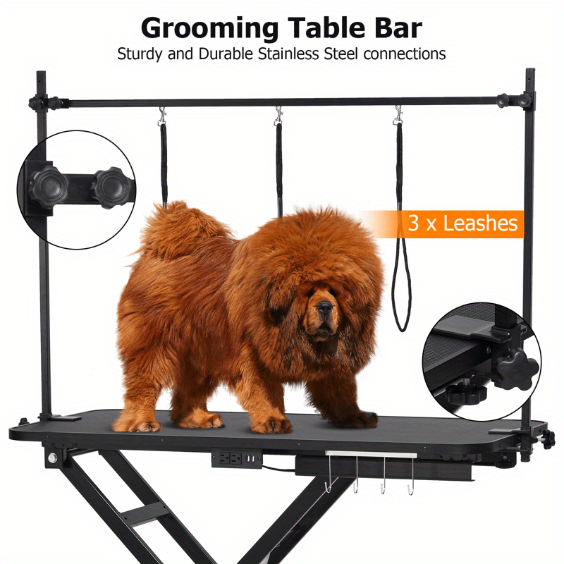 Professional Electric Large Dog Grooming Table - Height Adjustable From 39.37 Inches to 9 Inches, Durable Plastic, Comfortable Grip Design, with X-Base and Beauty Container, Pet Grooming Station | Stylish Electric Table | Rugged Metal Frame, Dog Grooming