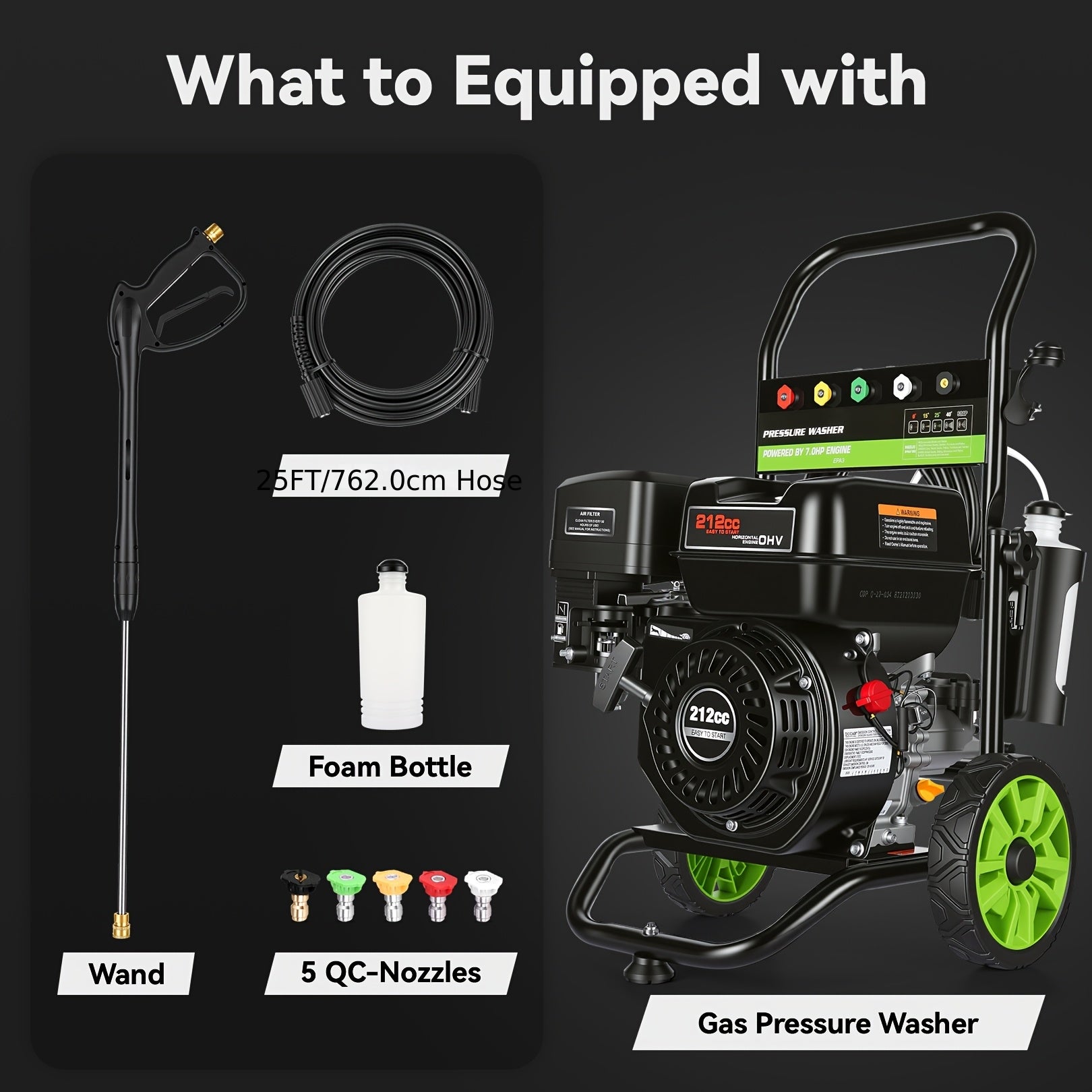 4200PSI Gas Pressure Washer 4.0GPM Gas Powered Washer 212CC Gas Powered Car Washer, Commercial High Pressure Washer with 25ft Hose and 5 Nozzles for Garden Lawn Vehicles EPA/CARB/ETL Certified