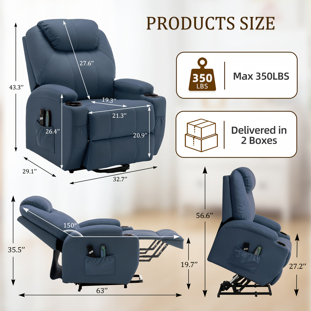 Personal care single chair, massage chair clearance sale, heated function lounge chair, ergonomics, electric lift lounge chair, with cup holder and side pocket, modern minimalist design, functional lounge chair suitable for placing in the living room