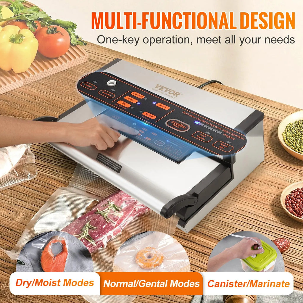 【DealsForYouDays】VEVOR Vacuum Sealer Machine, 95Kpa 350W Powerful Dual Pump and Dual Sealing, Dry and Moist Food Storage, Automatic and Manual Air Sealing System with Built-in Cutter, with Seal Bag and External Hose