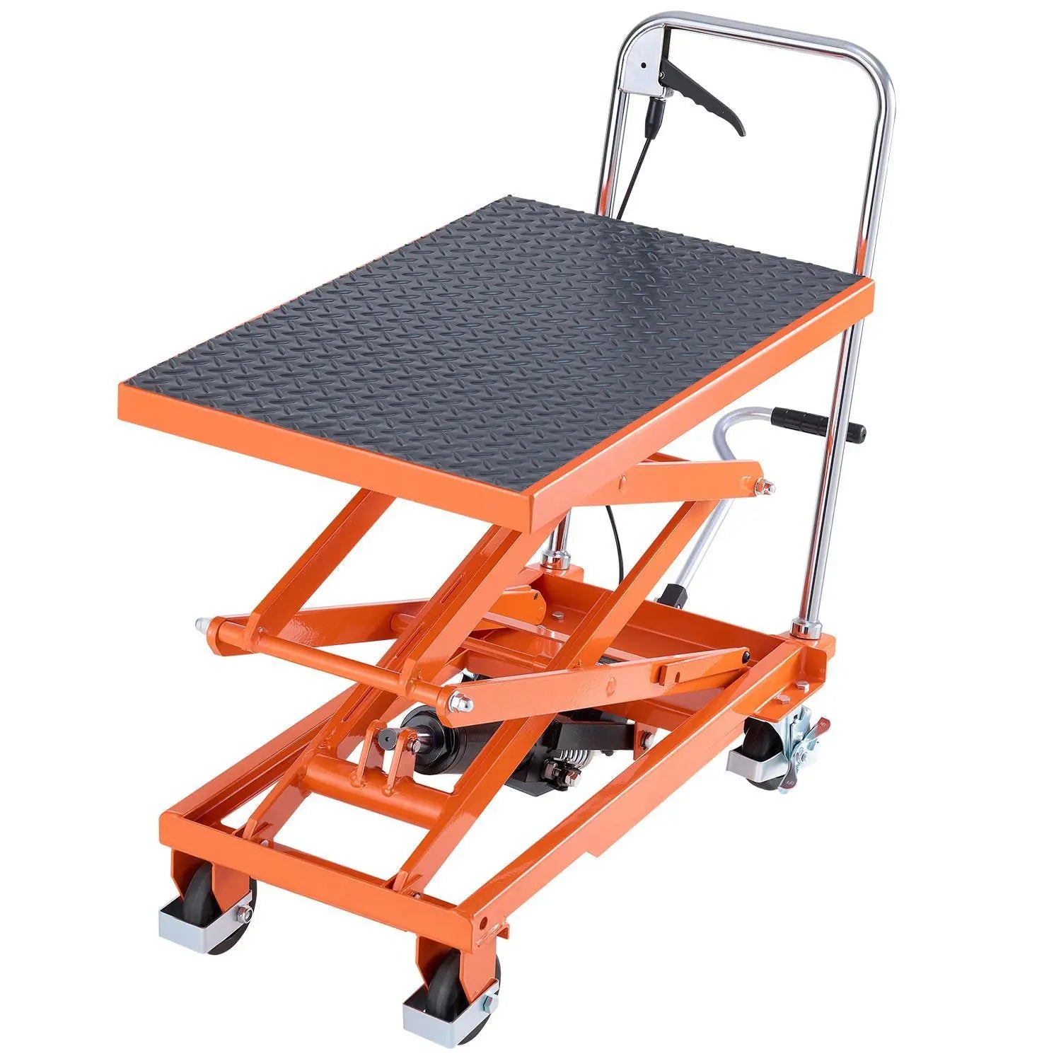【DealsForYouDays】VEVOR 47.2" Hydraulic Lift Table Manual Double Scissor Lift Cart 500 lbs Non-slip Pad