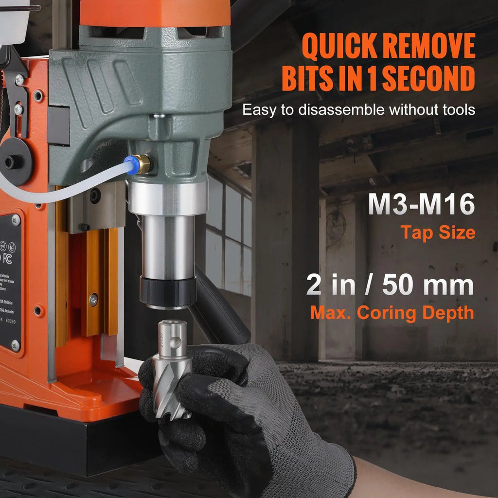 【DealsForYouDays】VEVOR Magnetic Drill, 1450W 2" Boring Diameter, 12800N Portable Electric Mag Drill Press, with Variable Speed, 800 RPM Drilling Machine for any Surface Home Improvement Industry Railway