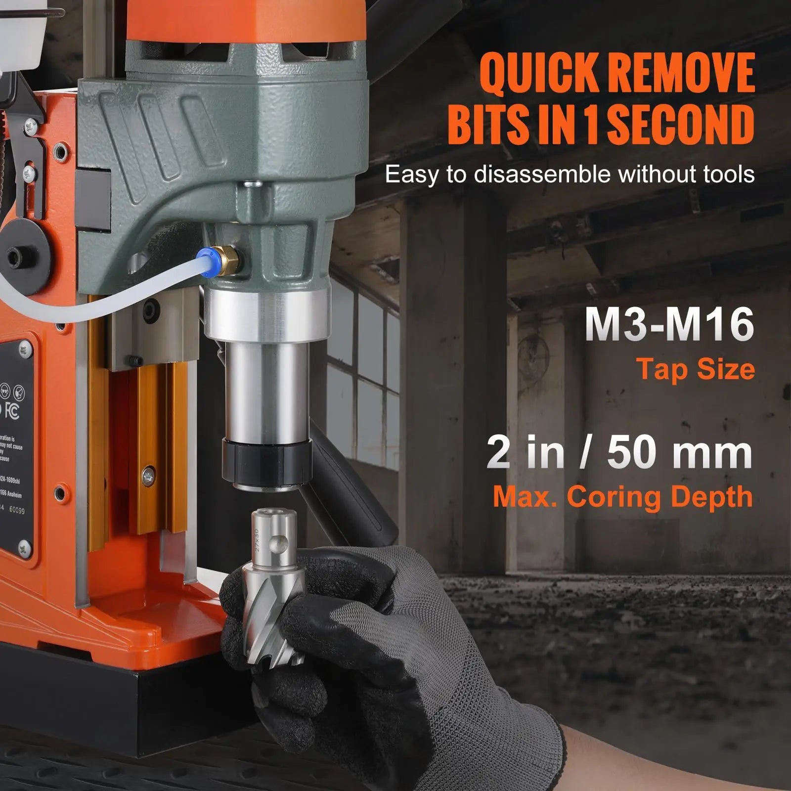 【DealsForYouDays】VEVOR Magnetic Drill, 1450W 2" Boring Diameter, 12800N Portable Electric Mag Drill Press, with Variable Speed, 800 RPM Drilling Machine for any Surface Home Improvement Industry Railway
