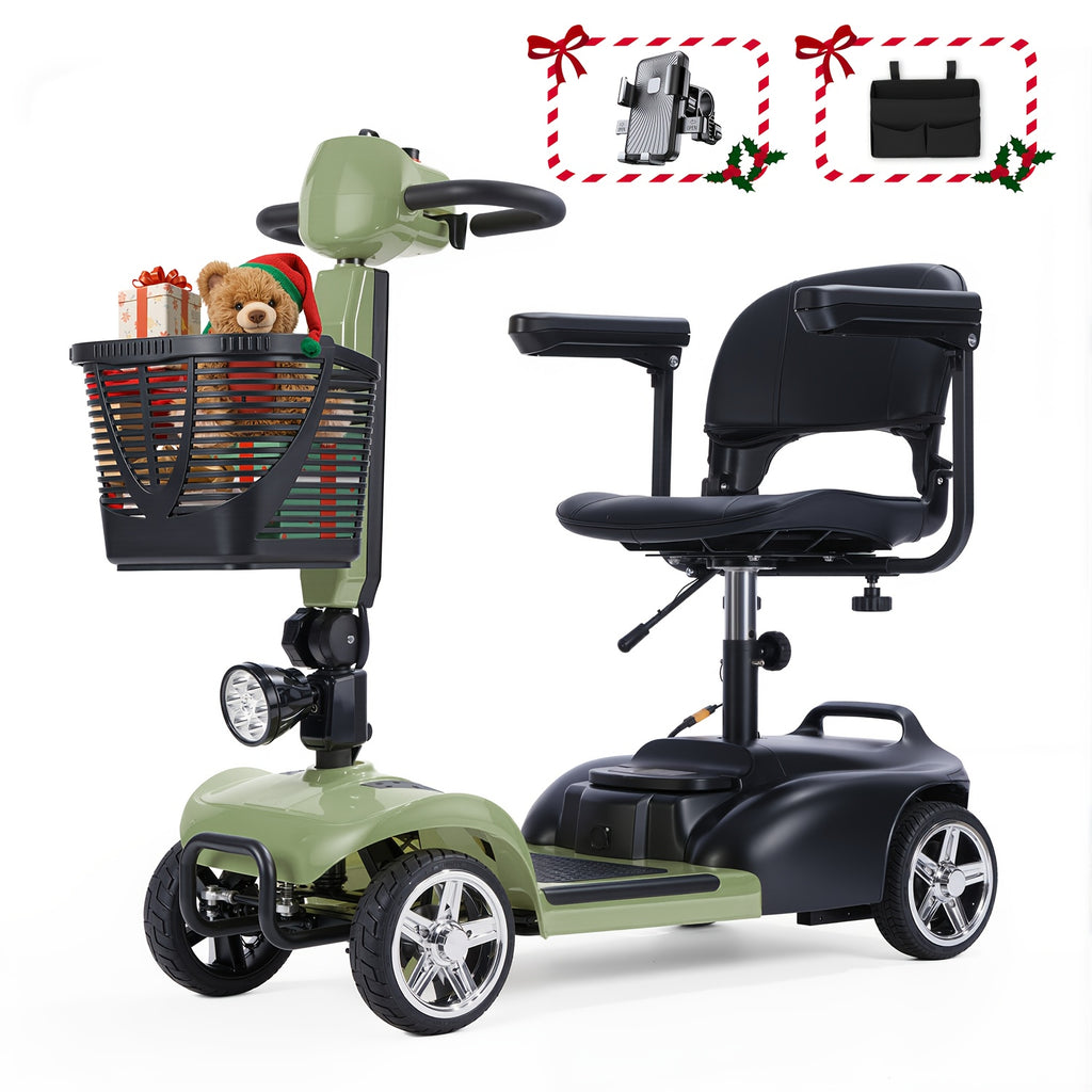 SAY YEAH Electric Quad Motorcycle/Folding Quad Drive, Adult Electric Bicycle, Quad Electric Bicycle, 250w 24v 13.5ah, with LED Headlights, Basket, 265lbs, 15.5 miles, with Removable Basket. Phone Holder and Charger