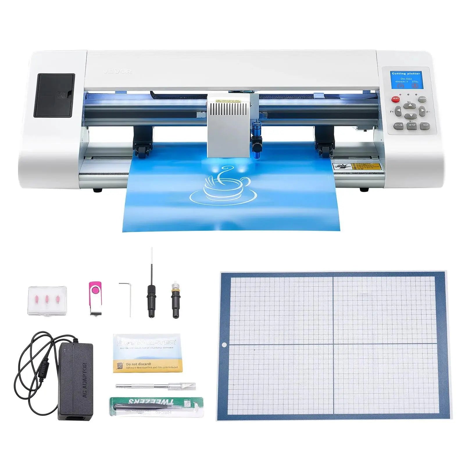 【DealsForYouDays】VEVOR Cutting Machine,  , Automatic Edge Detection Vinyl Cutter Machine with Design Software and Materials, Compatible with Multiple File Formats, for Creating Customized DIY Crafts, Cards, Stickers