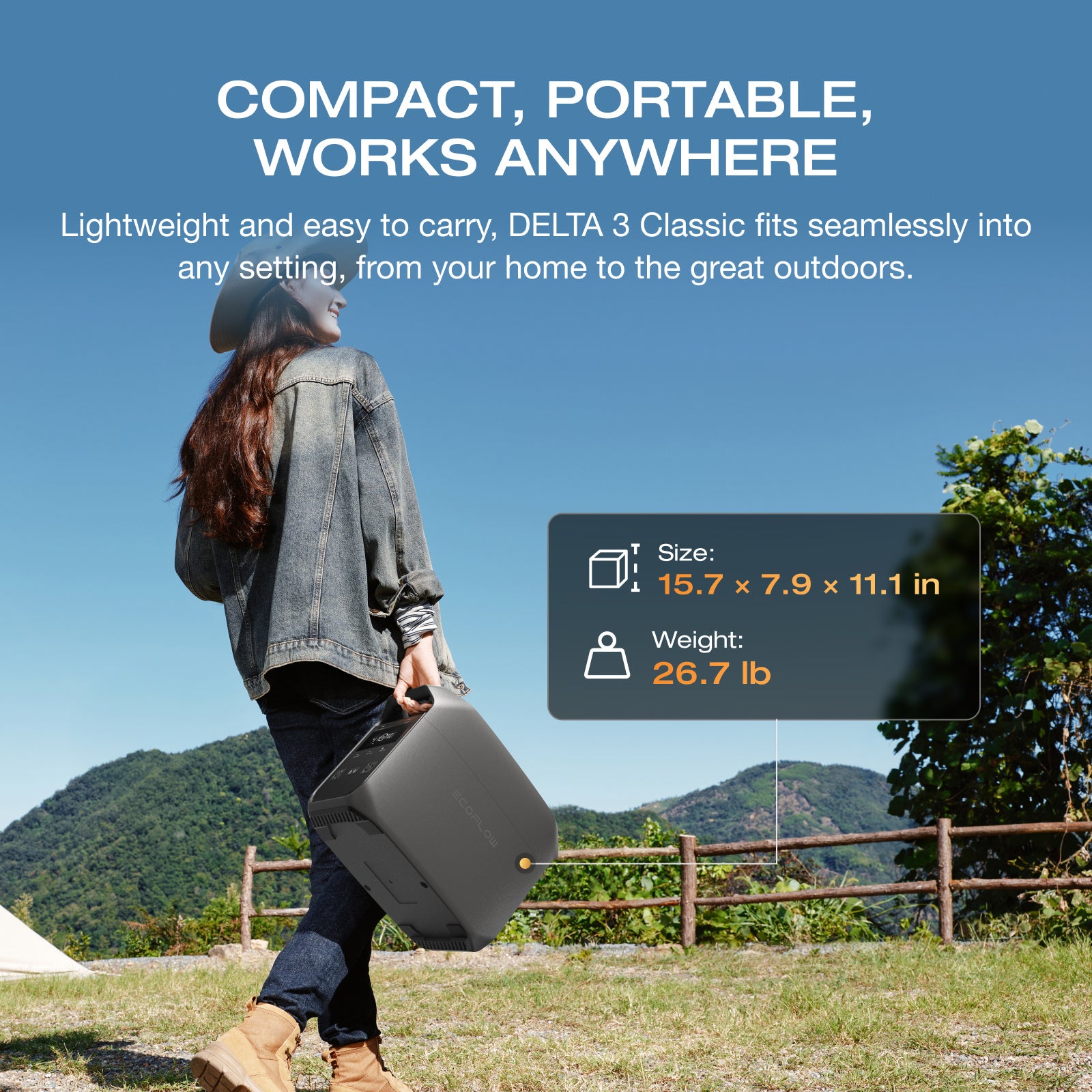EcoFlow Rapid Mag 5000mAh Power Bank with Portable Power Station DELTA 3 Classic Dark 1000, 1024Wh Phosphorus Lithium Iron Phosphate Battery, 1800W AC Output with X-Boost Technology, 1 Hour Fast Charging, Solar Power Bank for Home Outdoor (110W/160W So