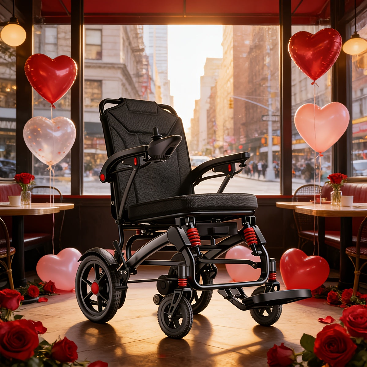 HOMYKING intelligent all-terrain portable electric wheelchair, adult folding electric wheelchair, with 360 ° hand rocker, cruising range 16 + miles, dual motors, load-bearing 400LB, suitable for the elderly and adult wheelchairs