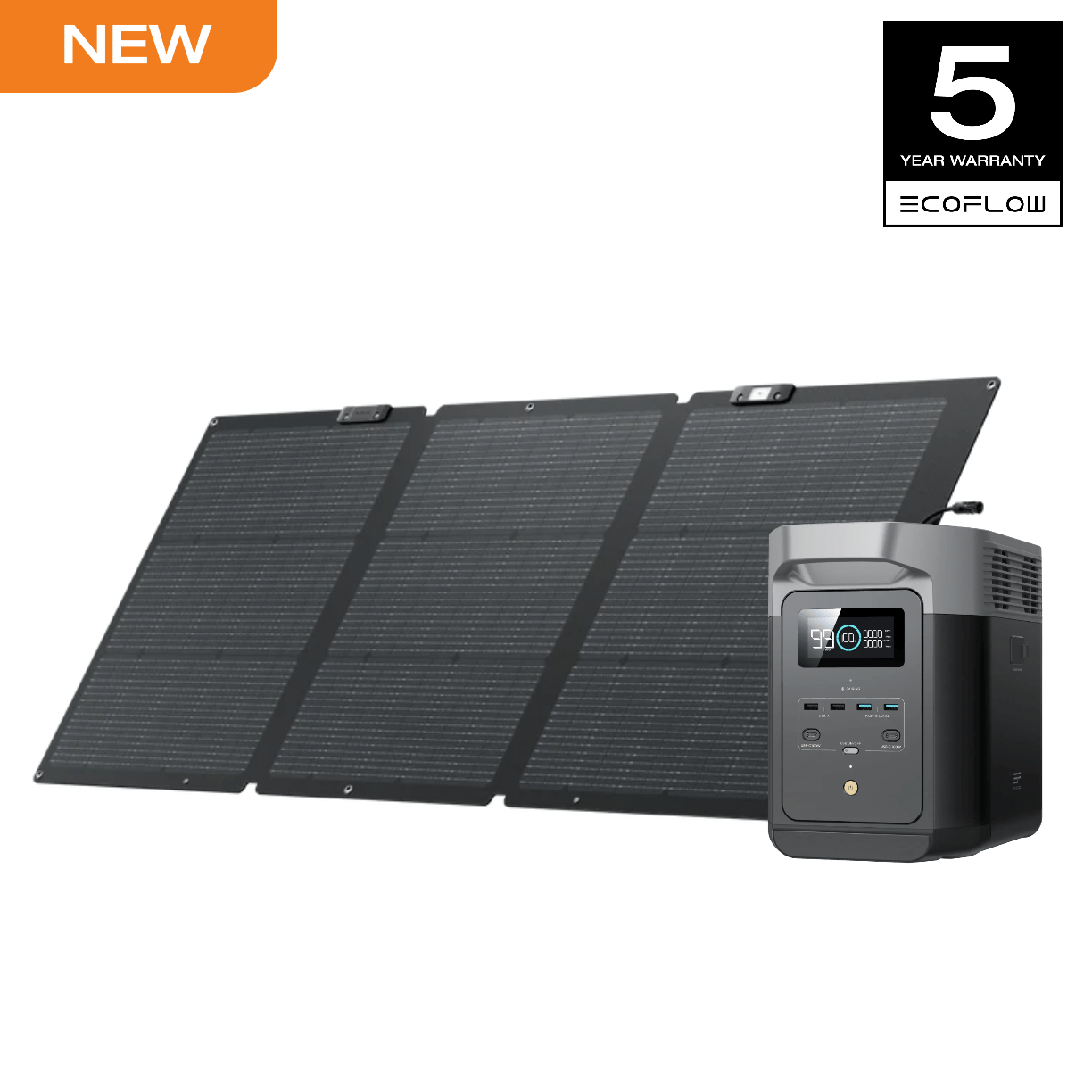 EcoFlow DELTA 2 950 mobile power supply, 950Wh LiFePO4 battery life for 10 years, 80 minutes 100% charging, 1800W AC output power supply, can be used as a solar power bank for home backup power or outdoor camping and RV (solar panel SKU optional)