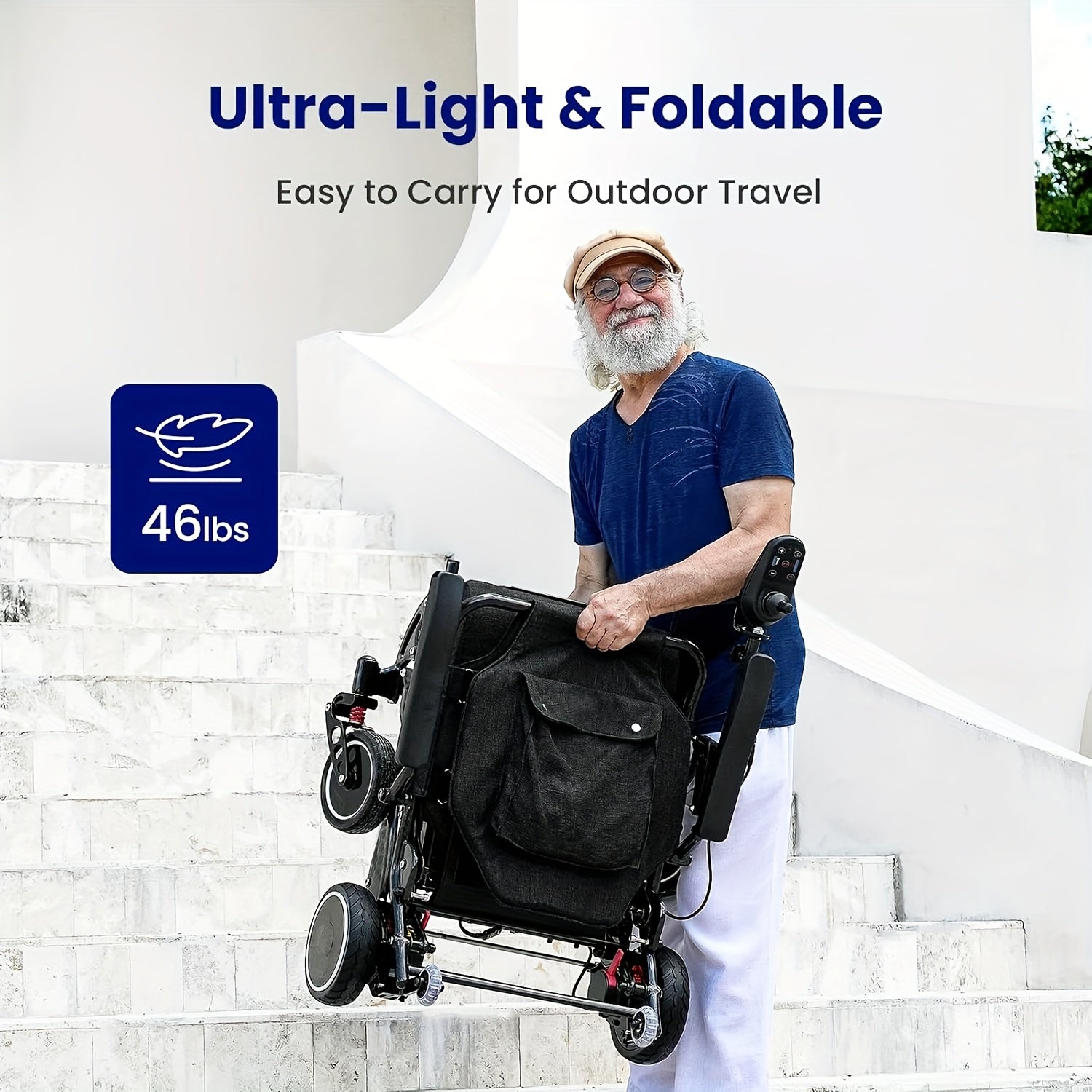 Medical v81 carbon fiber lightweight electric wheelchair: durable mobility assistance for adults