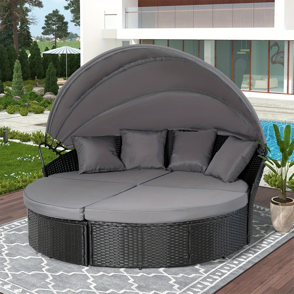 4-Piece round bed black