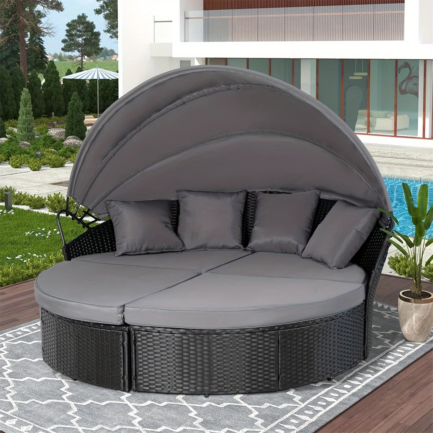 4-Piece round bed black