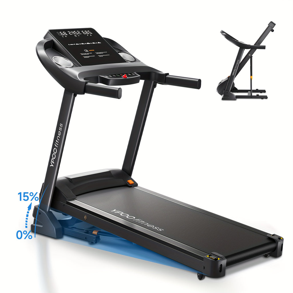 Home treadmill, walking running mat with adjustable slope, slope range from 0% to 15%, home automatic folding treadmill, 8.0 MPH running speed, supports up to 300 pounds, quiet treadmill, ideal for home use