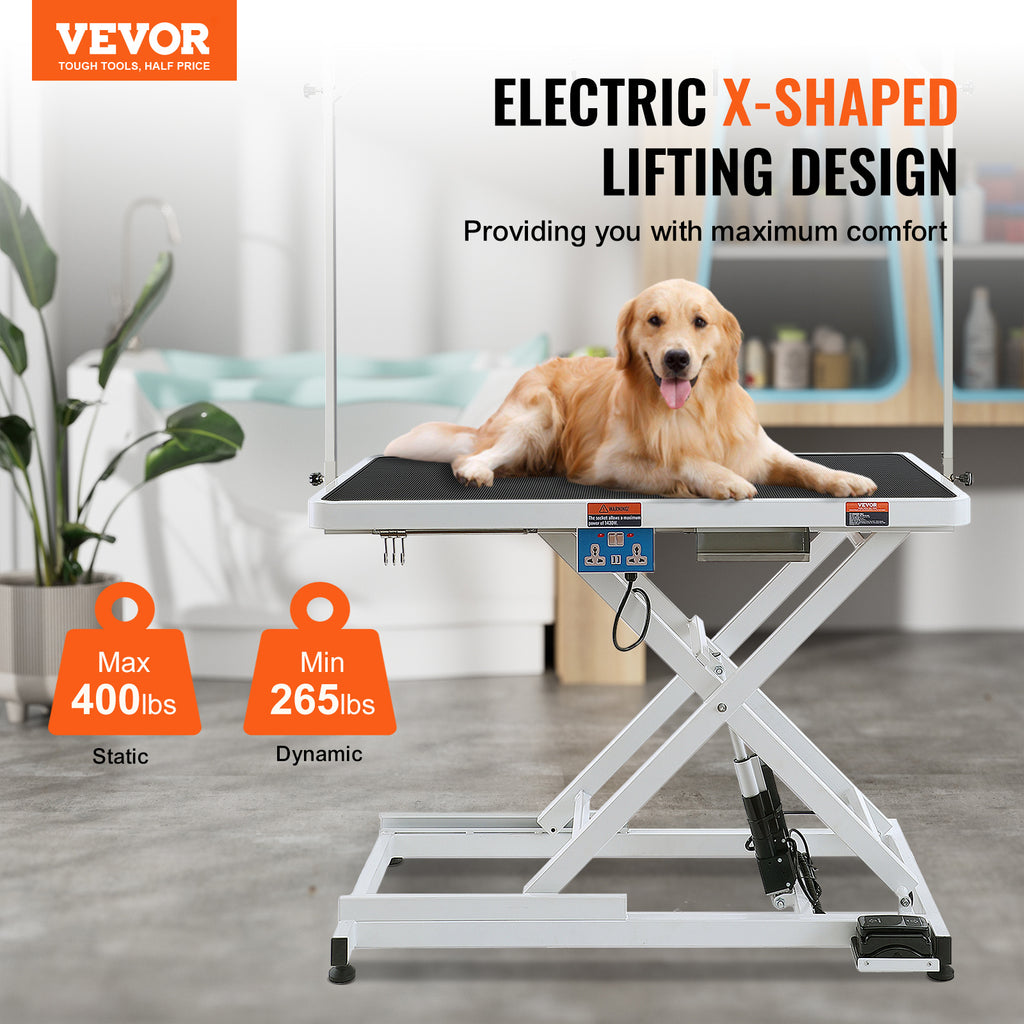 VEVOR 50-inch electric pet grooming table, thickened large dog grooming arm, adjustable height grooming table, non-slip table/grooming station, maximum load bearing 400 pounds