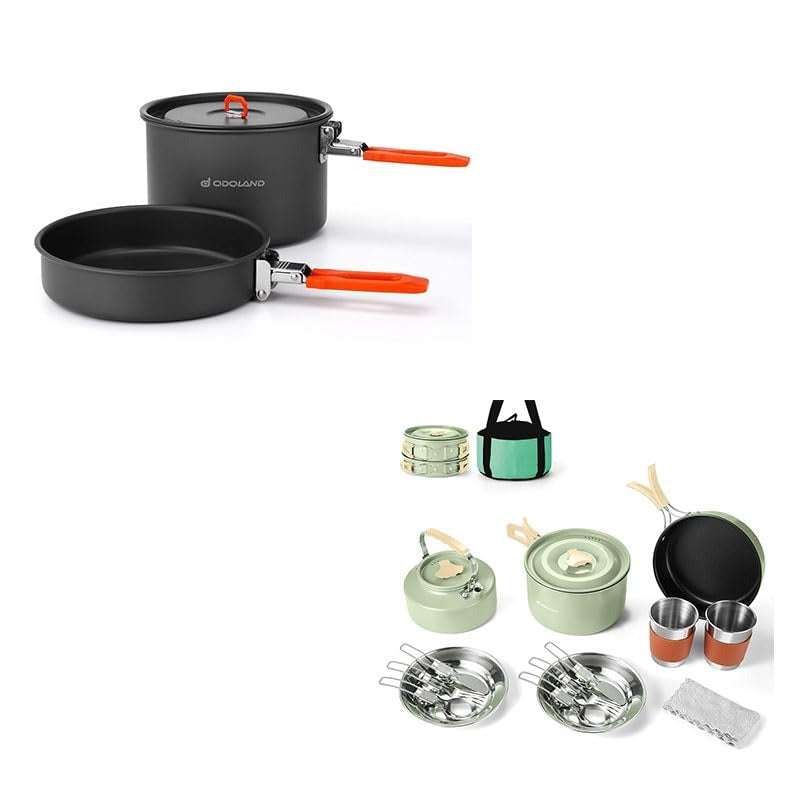 Bundle - 2 Items Camping Cookware Mess Kit and 15pcs Camping Cookware Mess Kit