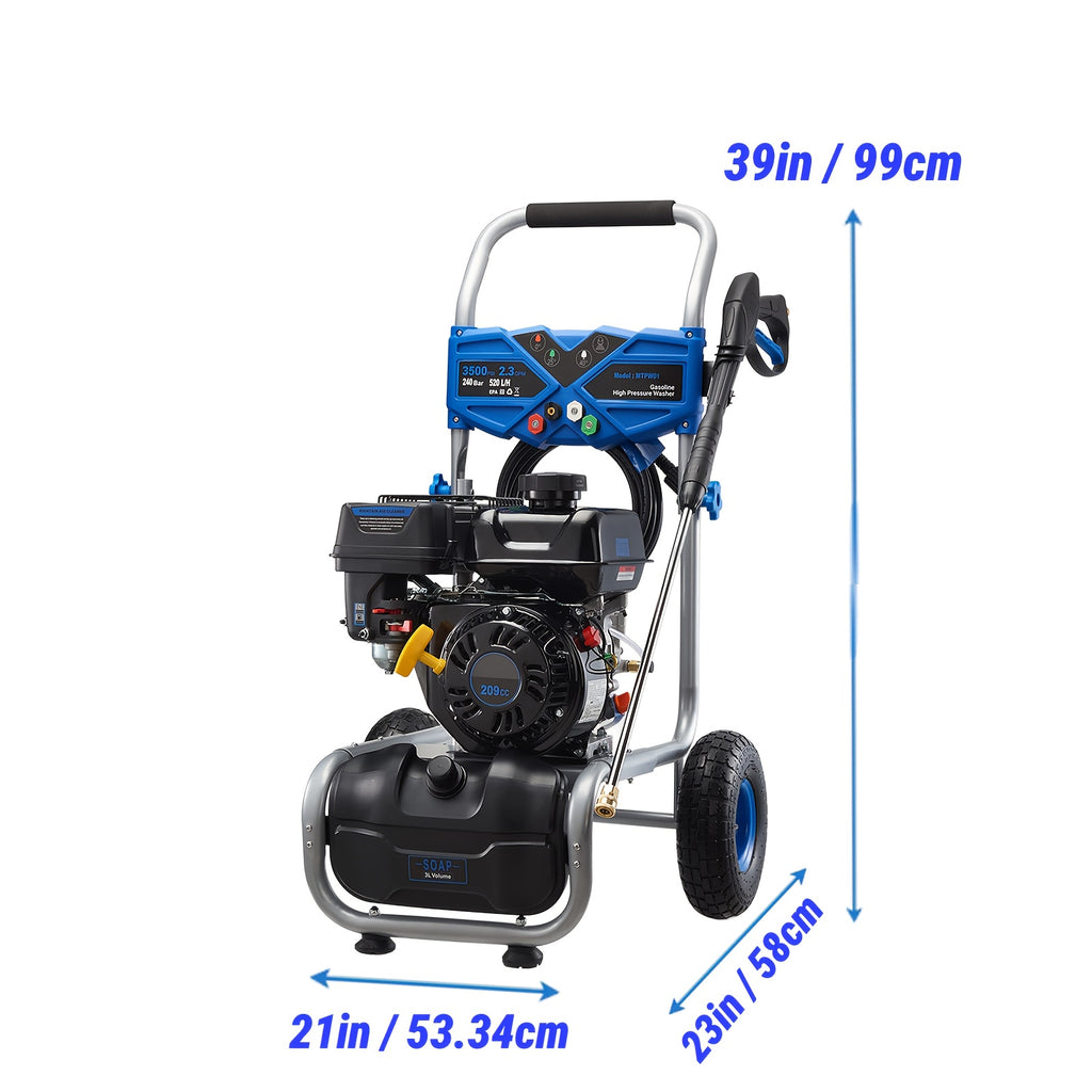 Efurden High Pressure Gasoline Washer 3600PSI, 2.3 gallons per minute, four-stroke engine for driveways, sidewalks, wood floors, building facades, pipes, and multi-angle foam nozzles