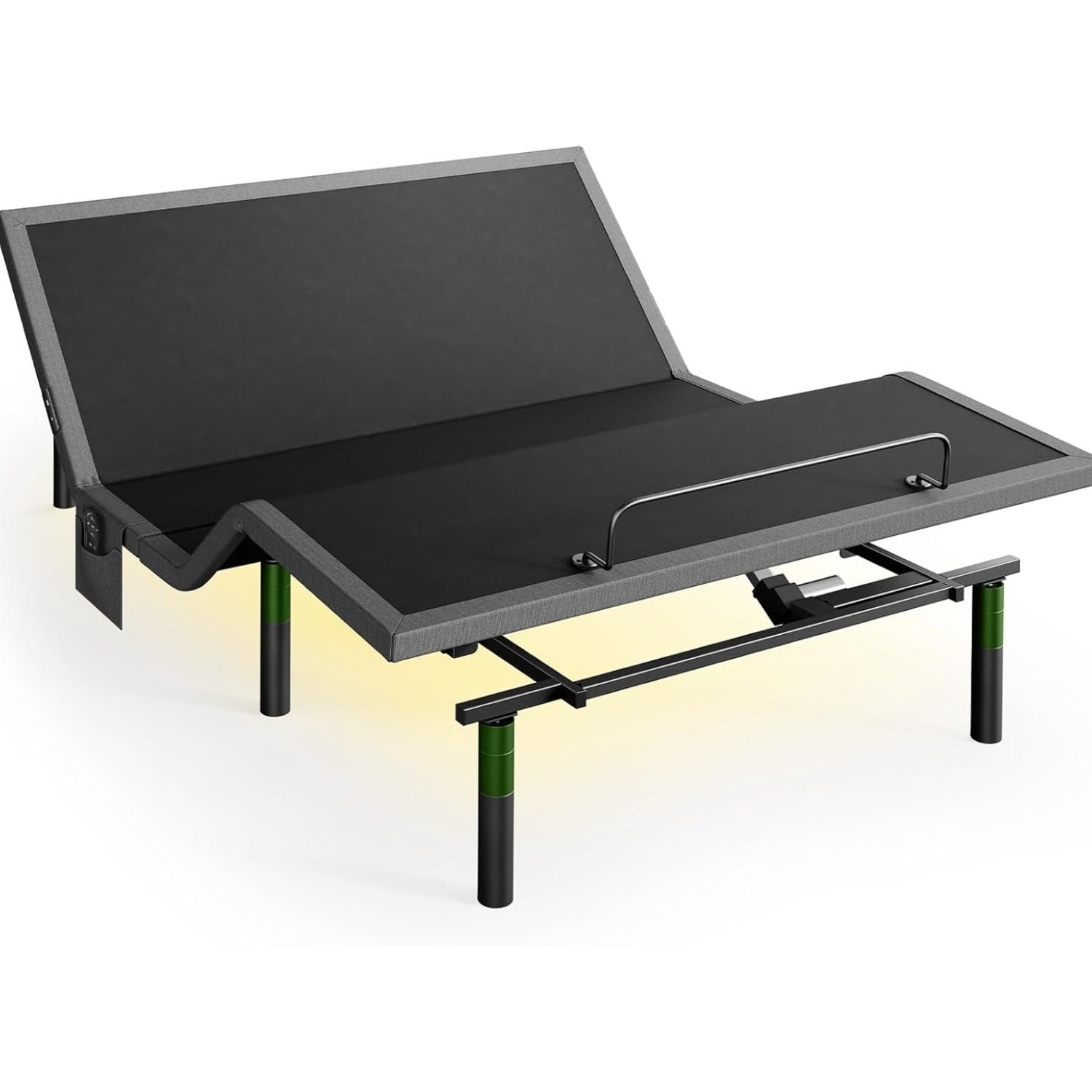 Adjustable bed frame base, 4-port USB A & C interface, with bed night light, 3-minute quick assembly, wireless remote control to adjust the bed, 4-speed height optional (model MS01)