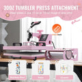 【DealsForYouDays】VEVOR Heat Press Machine, 15 x 15 inch, 8 in 1 Heat Transfer Machine with 6-30 oz Tumbler Press, 360° Swing Away T-Shirt Pressing, Digital Precise Control, for T-Shirts/Mugs/Hats/Plates, Pink